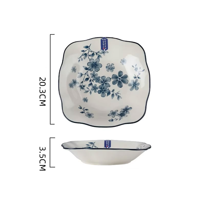 Petite assiette carrée hollandaise étoile bleue de 8 pouces