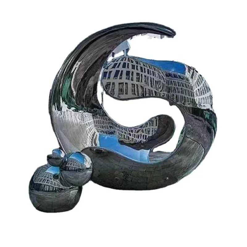 Customized Outdoor Decoration Modern Art Polished Stainless Steel Metal Circular Large Stainless Steel Sculpture For Square
