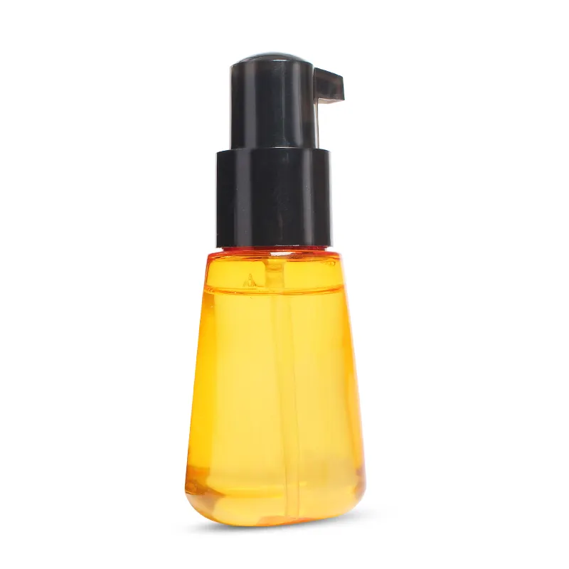 70ml PET plastic translucent orange glossy hair oil bottle