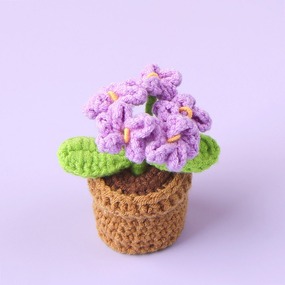 Planta en maceta nomeolvides de 5 cabezas moradas-mini lavabo de lana