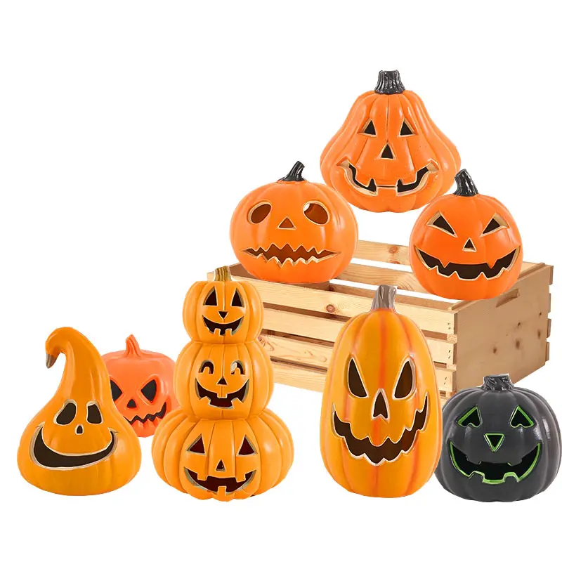 Casa encantada de Halloween, hermosa naranja, realista, gran oferta, calabaza de Halloween para decoraciones navideñas