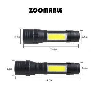 Mini lampe torche LED en aluminium rechargeable Portable Camping en plein air COB lampe de poche à clipser - Product Image 5