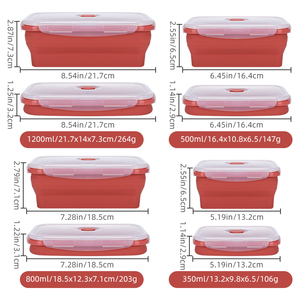 Juego de vajilla de silicona sin BPA, fiambrera Bento plegable y apilable, contenedor de almacenamiento de alimentos plegable, paquete de 4 - Product Image 4