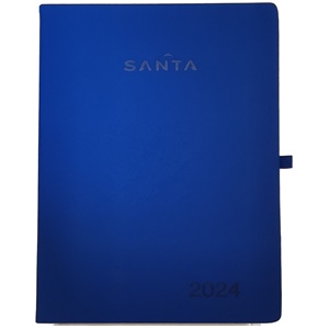 Planificador A4 personalizado de fábrica 2024 con correa elástica, diario, cuaderno negro, tapa dura, logotipo impreso, diario, cuaderno de notas 2024