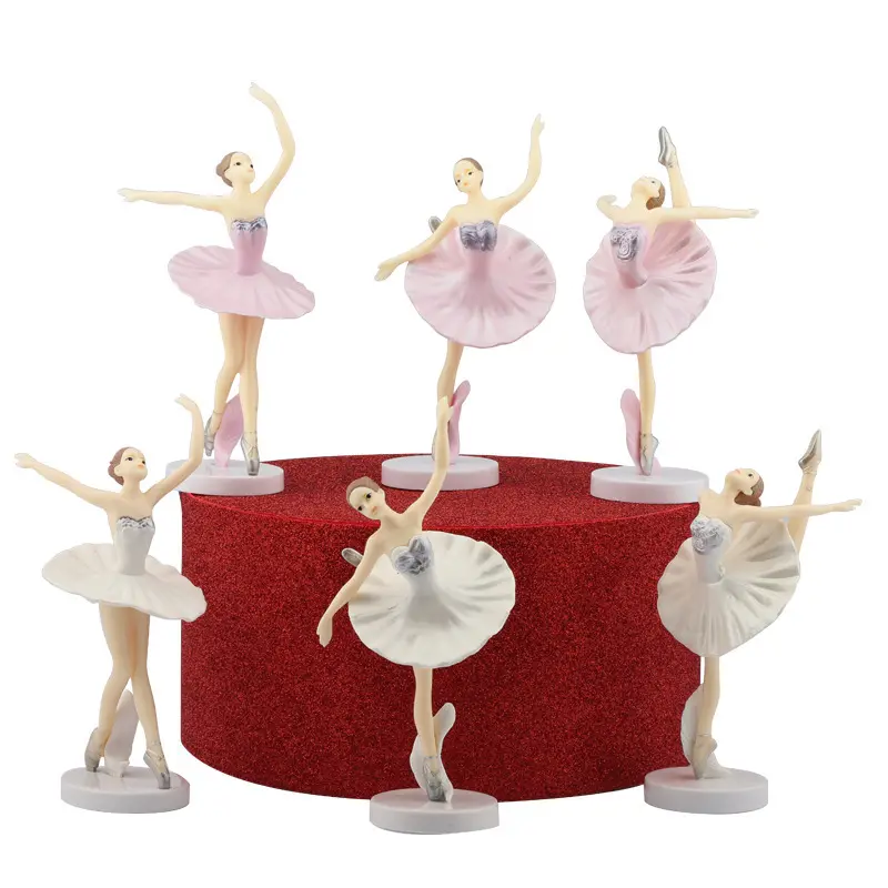 3 Stück Pink White Ballett Tanz Mädchen Prinzessin Puppe Display für Hochzeit Geburtstags torte Dekorationen