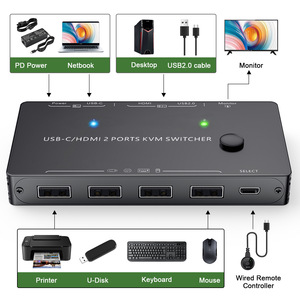卸売TYPE-C KVMスイッチャー2 in 1 out USBC HD MI KVM HDスイッチャー4K60Hzモニターキーボードマウス用 - Product Image 5