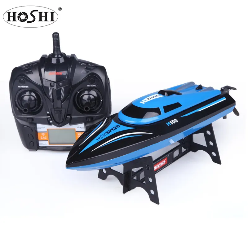 Skytech H100 Racing Boat Remote Control Boat 2.4GHz 4 Channel 20km/h With LCD Screen High Speed RC Ship For Children Toys Gift