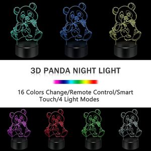 โคมไฟ LED ดีไซน์แบบอัจฉริยะสำหรับห้องนอน Maison โคมไฟอะคริลิค3D LED สำหรับแมวแพนด้าน่ารัก
