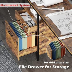简单的l形木角台式电脑桌，带家庭办公室抽屉 - Product Image 4