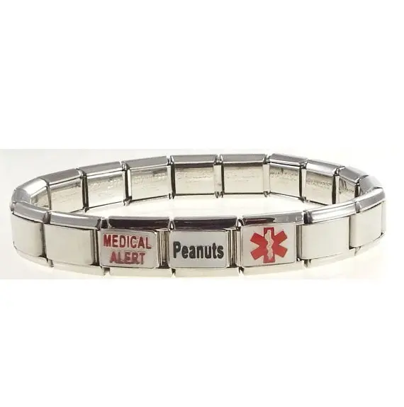 Nouveau bracelet à breloque en acier inoxydable, gravure laser personnalisée, maillon en argent, italien,, GIC069