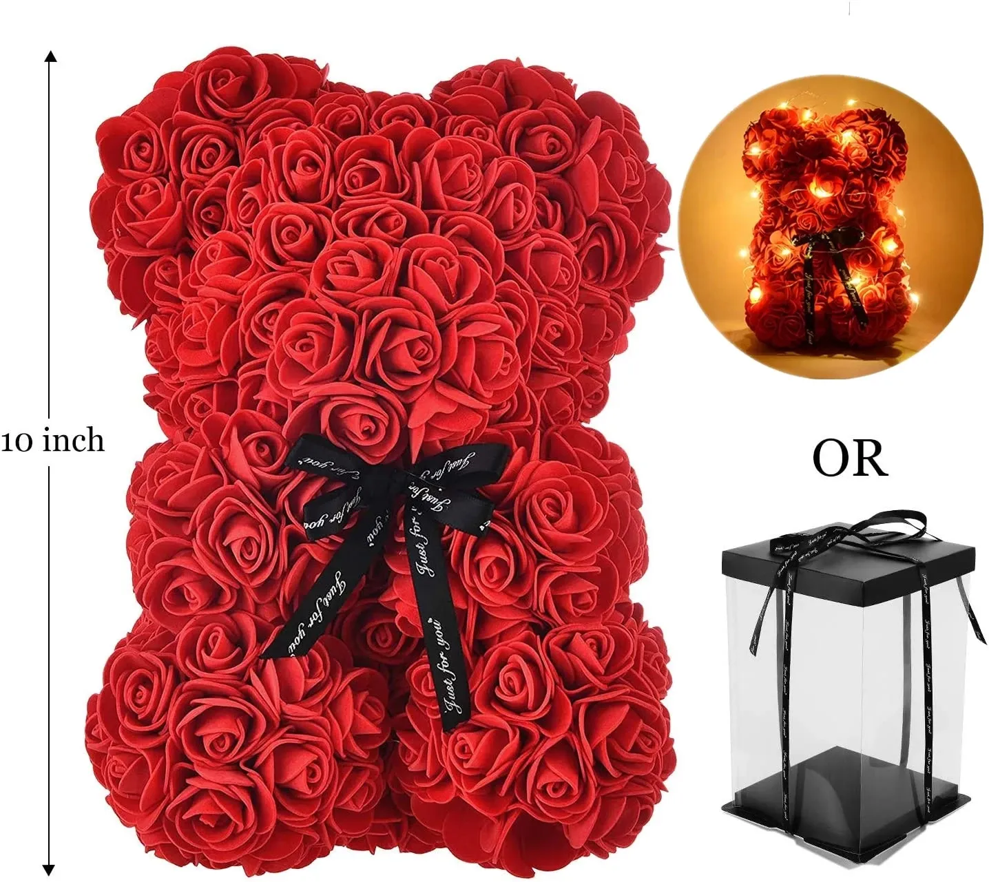 Best Selling Popular Handmade Bow Ribbon PE Rose Teddy Bear Valentine's Day Wedding Gift Anniversary