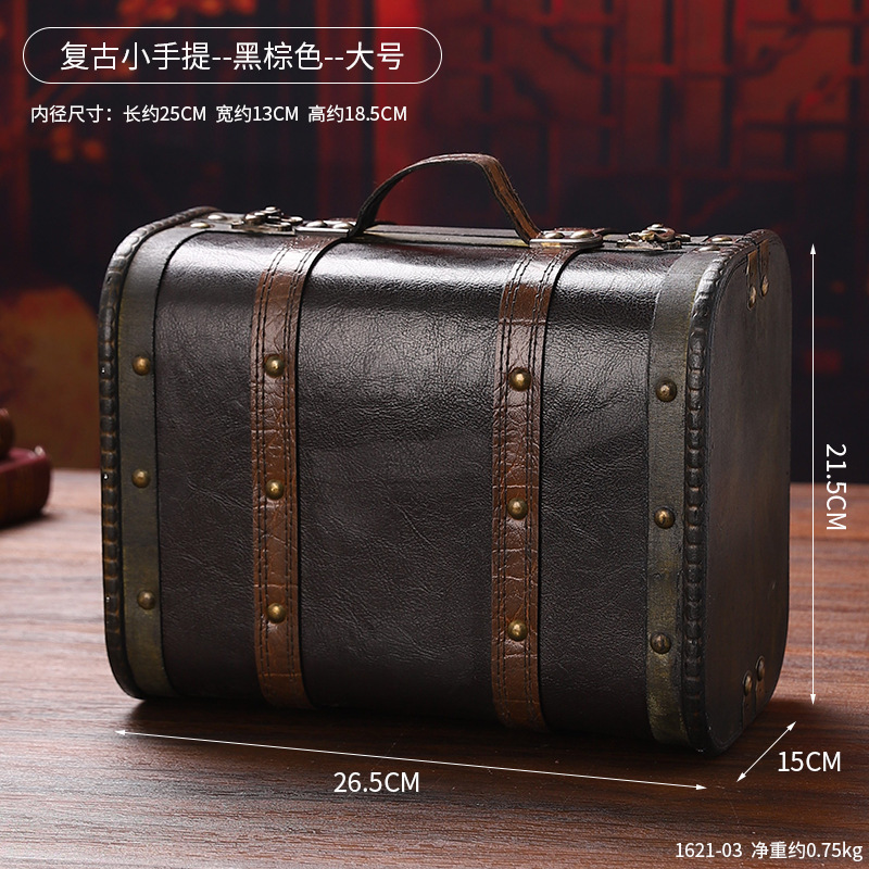 1621-03 Retro Small Handbag - Black/Brown - Large Size