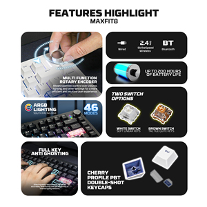 FANTECH MK921 Wireless <strong>Programmable</strong> RGB Gaming <strong>Keyboard</strong> 80 Keys Wired <strong>Mechanical</strong> <strong>Keyboard</strong> Full-Key Anti-Ghosting BT <strong>Keyboard</strong> - Product Image 3