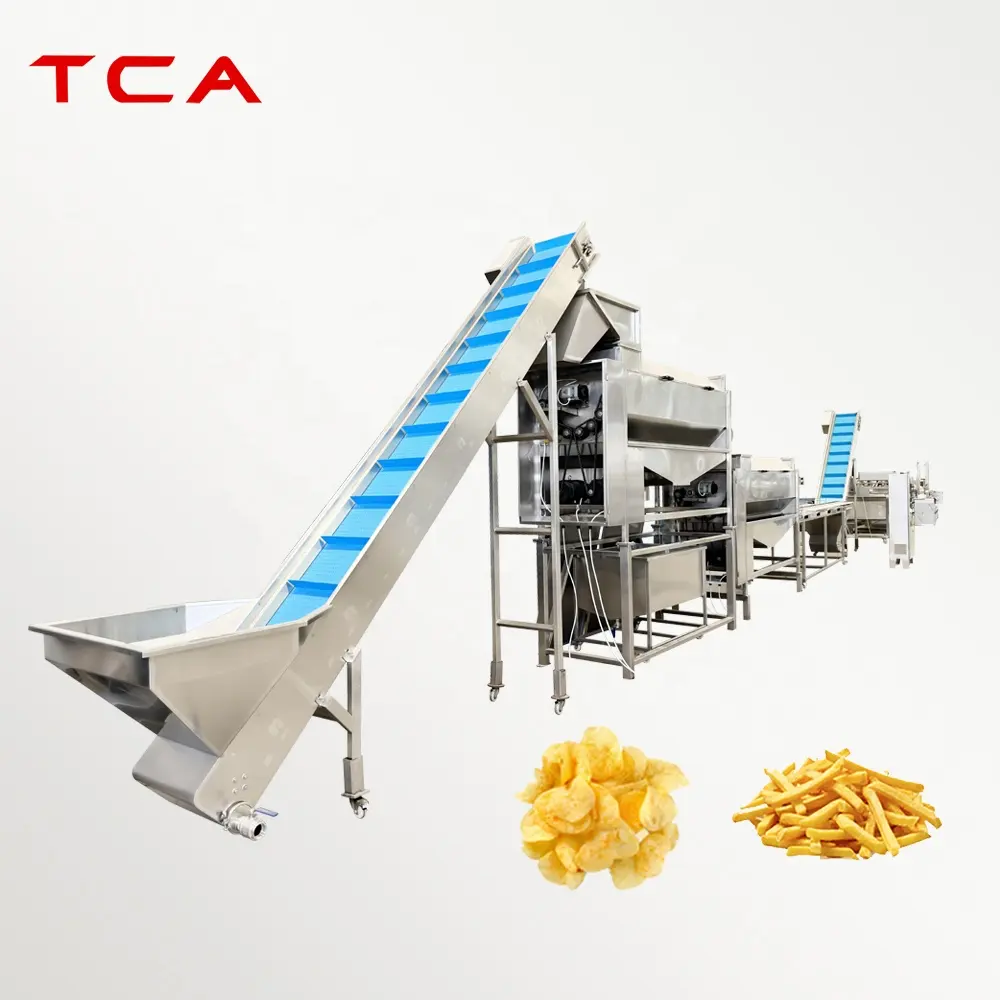 TCA Manufacturing Frying Production Line Fresh Frozen French Fries Sticks Fully Automatic Lays Potato Chips Making Machine