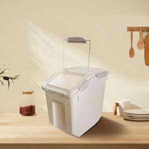 Recipiente De Armazenamento De Arroz De Grande Capacidade Com Copo De Medição Multifuncional Portátil De Armazenamento De Alimentos De Plástico