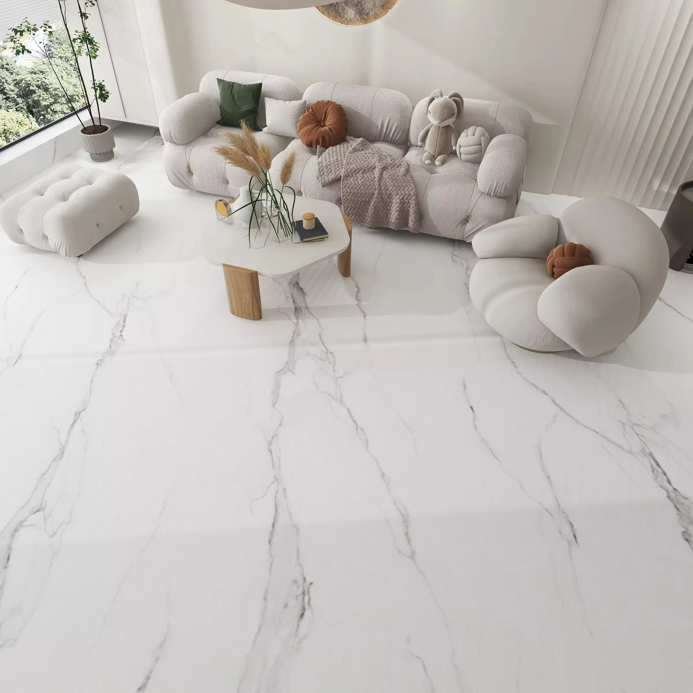 Azulejos de porcelana polida vitrificados de piso de cerâmica de mármore para sala de estar