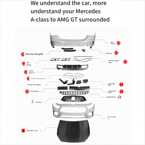 Adatto per il W177 di Mercedes-Benz A-Class per la modifica di AMG GT A45 con Kit corpo cofano paraurti anteriore in fibra di carbonio - Product Image 6