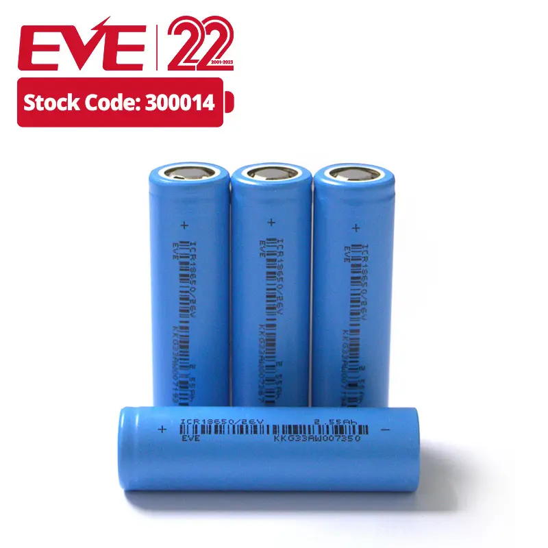 EVE 18650 batterie rechargeable cellule lithium li-ion 2550mah 3.6V batterie haute capacité 18650 pour l'électronique grand public