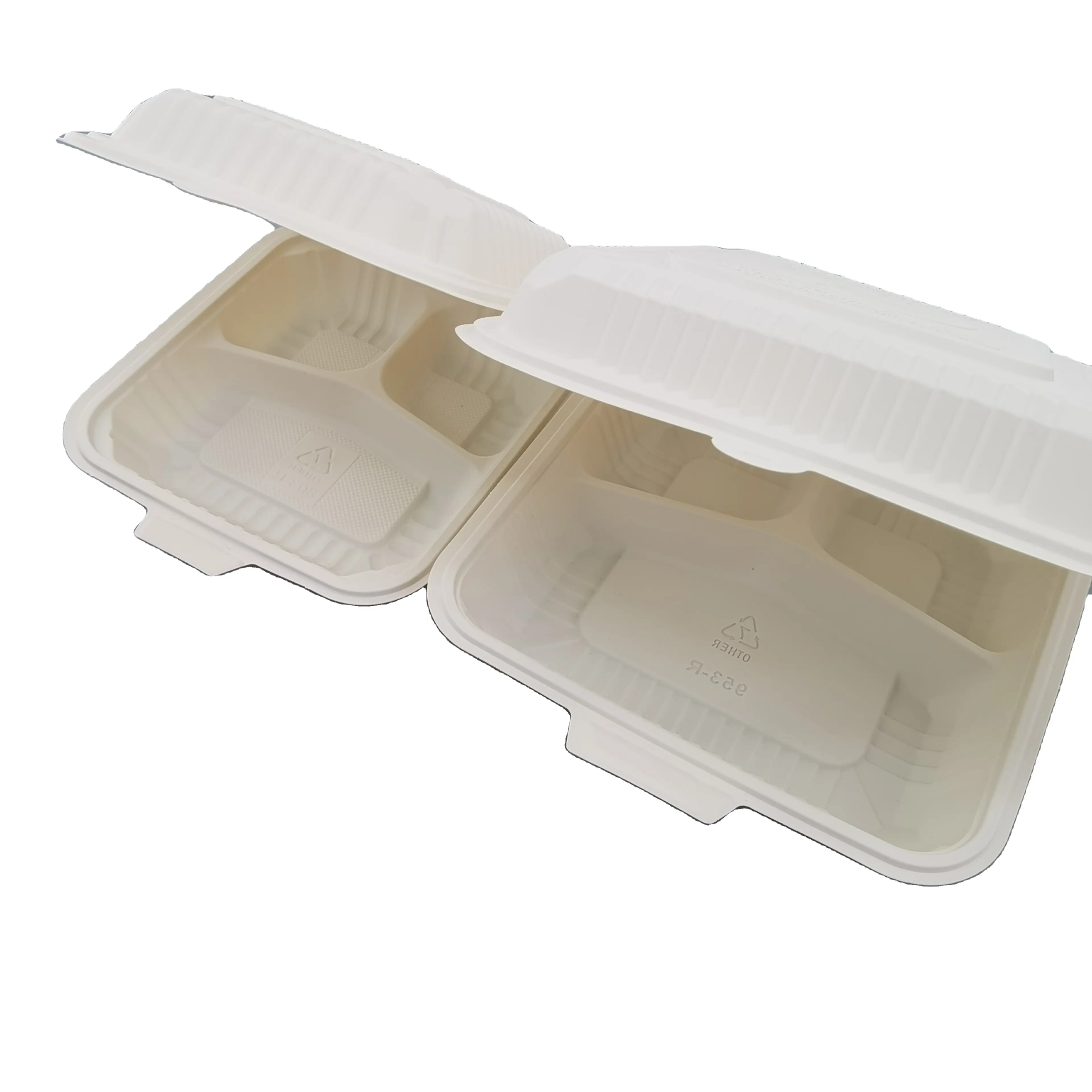 Экологичная одноразовая 8-дюймовая бумажная коробка для ланча, коробка для кукурузного крахмала, биоразлагаемая раскладушка