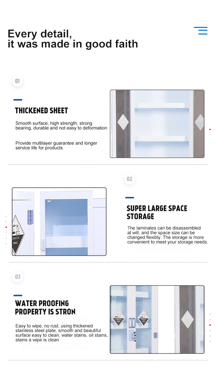 Tủ an toàn Nội thất phòng thí nghiệm hiện đại Tủ an toàn phòng thí nghiệm Pp Hóa chất 2