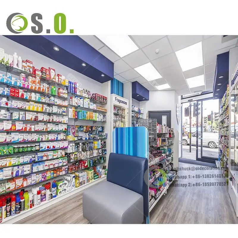 Moderne Apotheek Vitrinekasten Apotheek Interieur Ontwerp Foto 'S Tonen Rekken Voor Apotheek