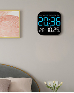LED quadratische Wanduhr Fernbedienung Digitaler Wecker Anzeige Kalender Temperatur Tisch uhren - Product Image 5