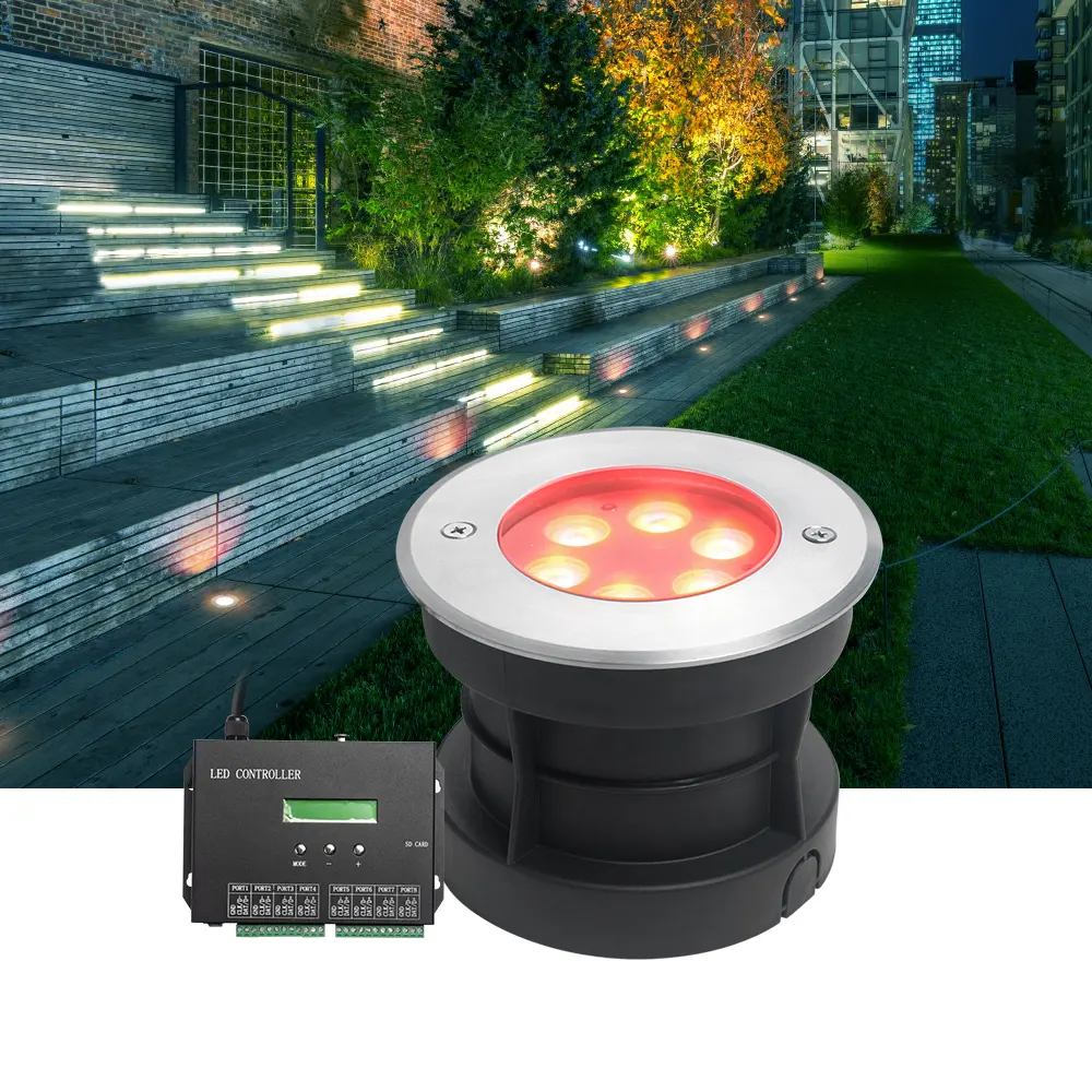 6W LED 지하 조명 RGB DMX512 제어 IP68 led 지하 조명