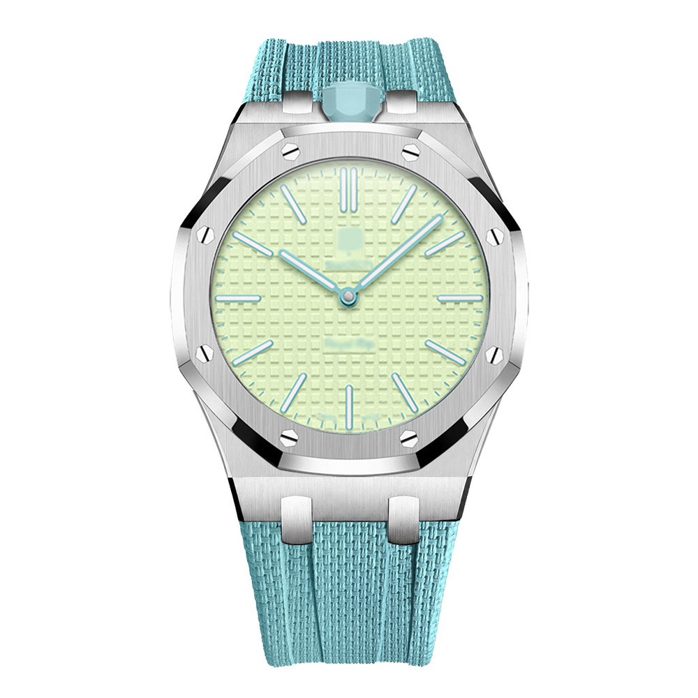 Boîtier argenté 12 heures - Bracelet bleu glacier