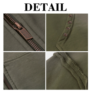 Tùy Chỉnh Thời Trang Đường Phố Của Nam Giới Zip up Đinh Tán Hoodie Axit Rửa Sạch Sơn Splatter Xếp Khâu Áo Dày Pháp Terry - Product Image 4