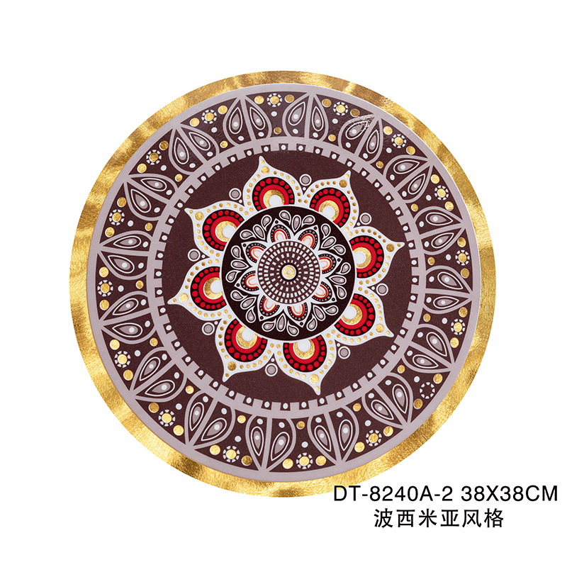 Bohemian Eco-friendly Waterproof Gold Vinyl PVC Round Placemats
