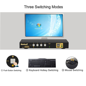JideTech 4-Port <strong>KVM</strong> HDMI <strong>Switch</strong> with Audio USB Interface 4Kx2K@60Hz Kit Cables