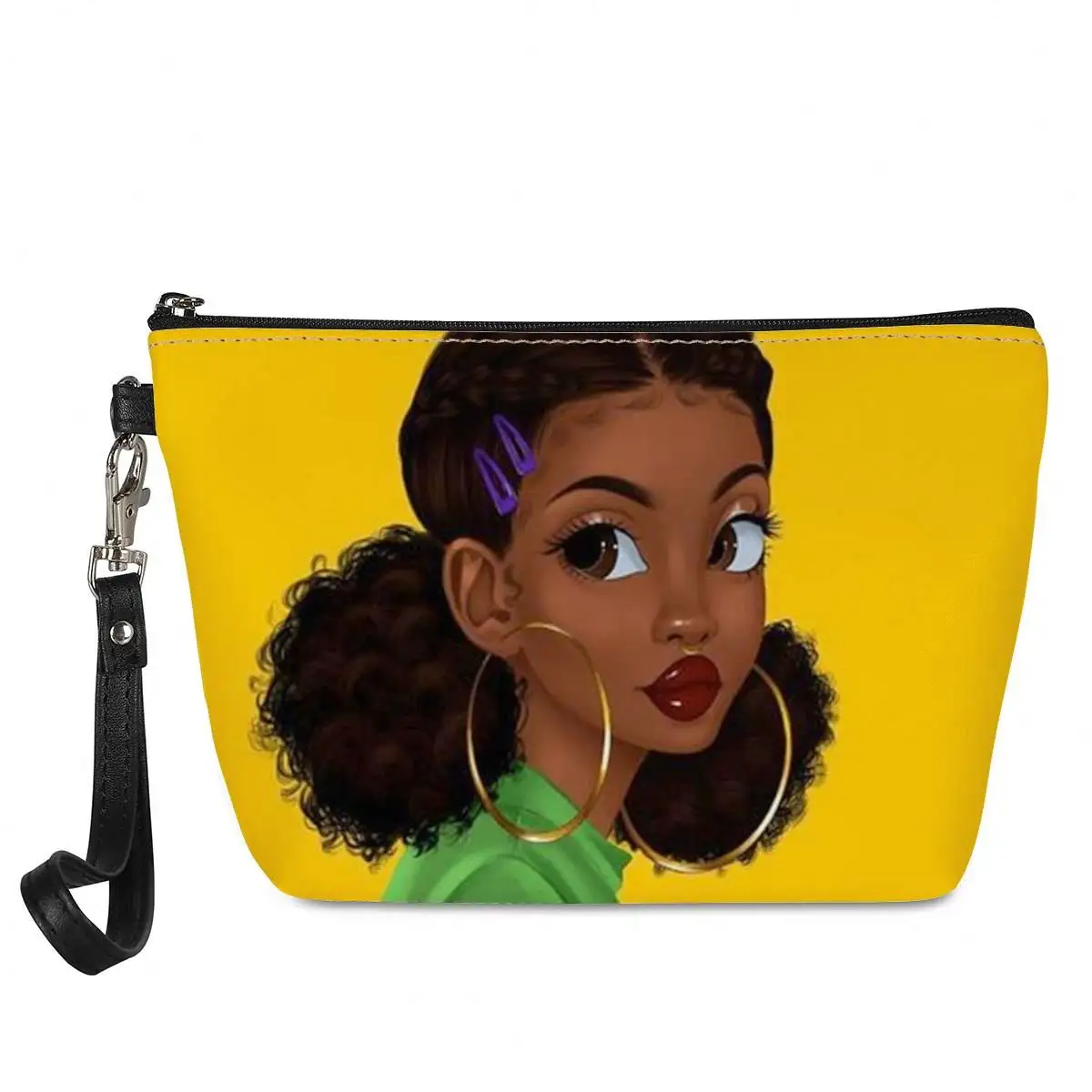 Hot Selling Art African Girl Theme Leichtes Reise zubehör Kosmetik tasche Reiß verschluss Verschluss Make-up Taschen Benutzer definierte Kosmetik tasche
