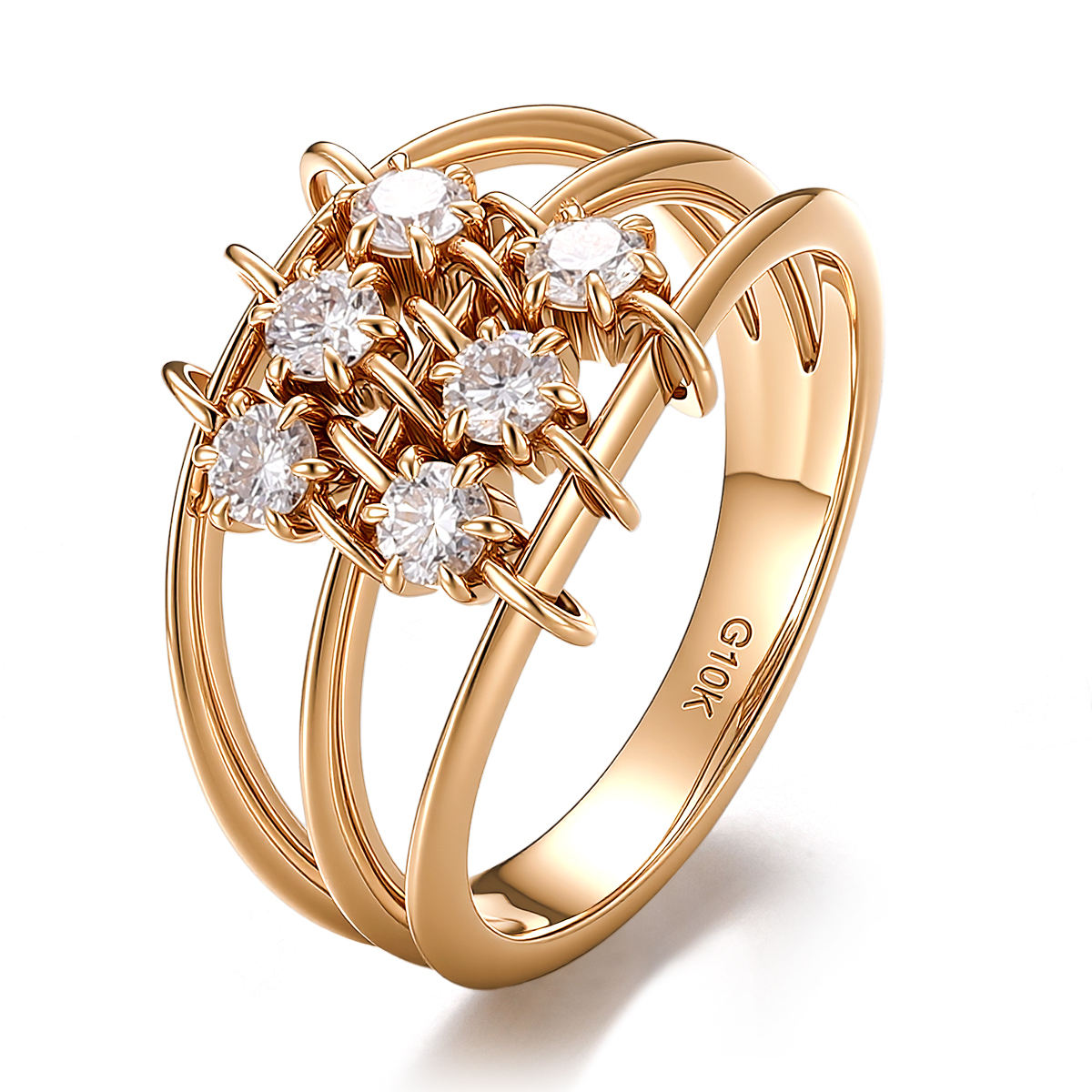 แหวนเพชรแล็บทองแท้ 10K แข็งแกร่ง