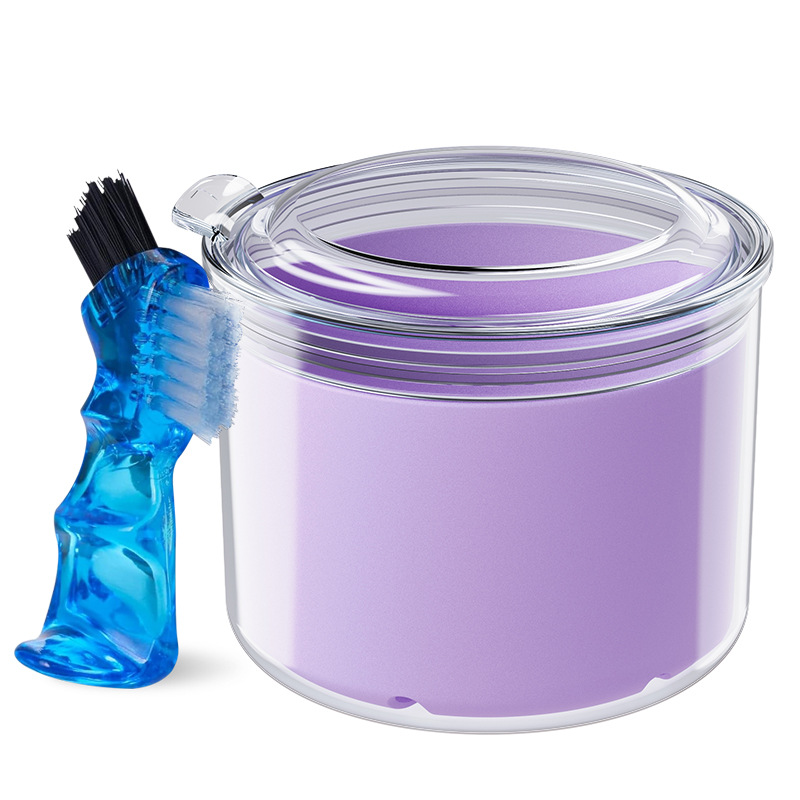 Boîte de nettoyage-brosse de nettoyage violette transparente