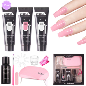 Poli tırnak seti poli tırnak jeli kiti 15ML uzatma akrilik akrilik jel çıplak 3 renkler kayma çözüm Stater kiti ile acemi için - Product Image 2