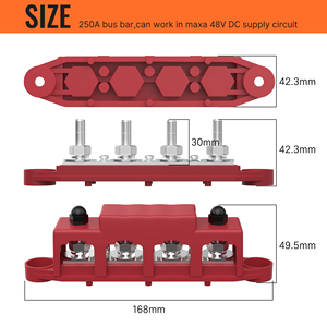 Big Current 250AMP Car Electrical Power Distribution Terminal Block Pure Copper <strong>Busbar</strong> 4X5/16&quot;Post(<strong>M8</strong>), 6X#8 Screws for Car - Product Image 2