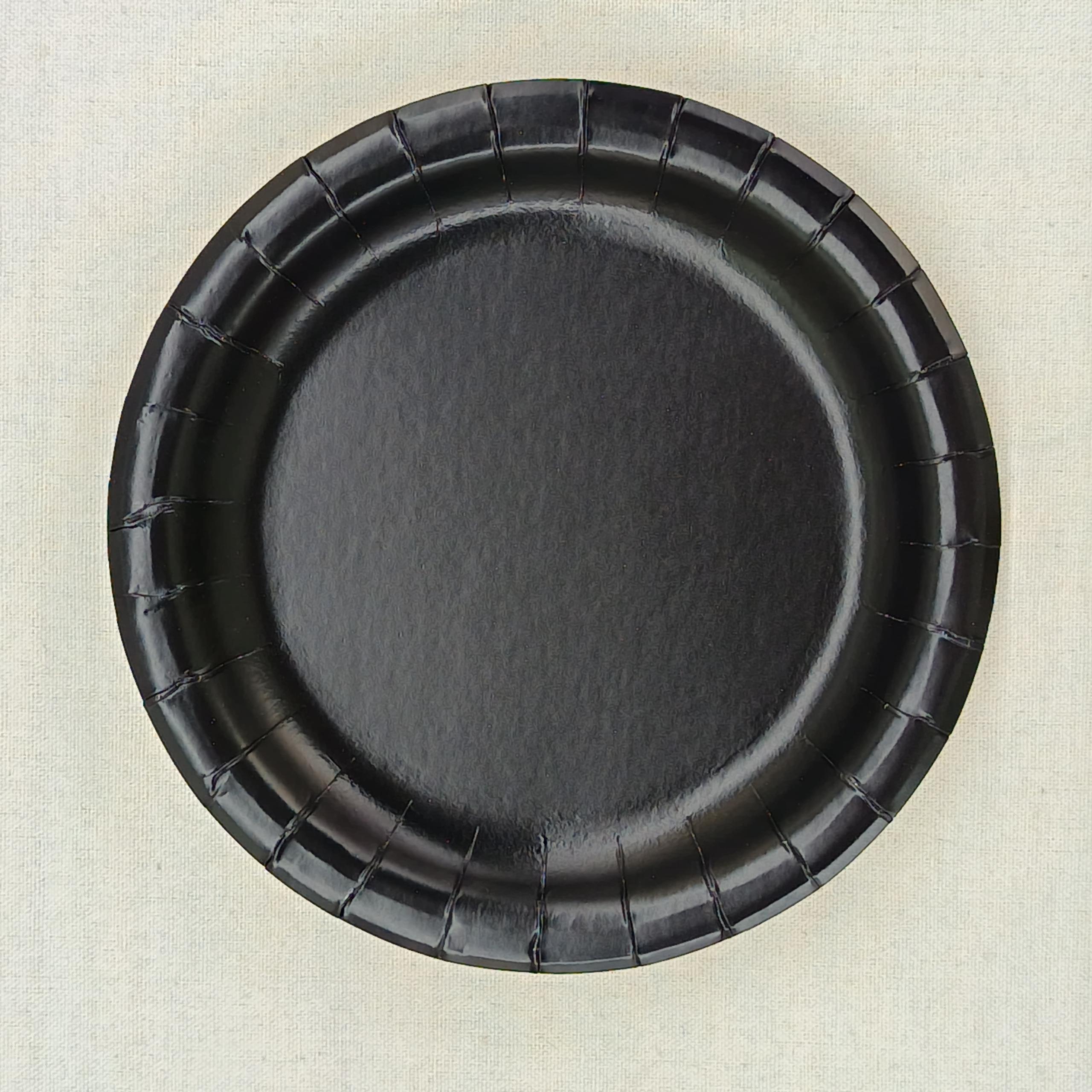 Plato de papel negro de 7 pulgadas * 10 piezas