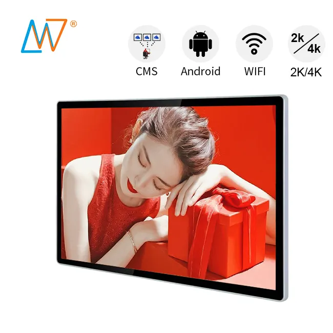 Pantalla de visualización de pared inteligente de 55 pulgadas, máquina de publicidad Android, señalización digital TV con CMS