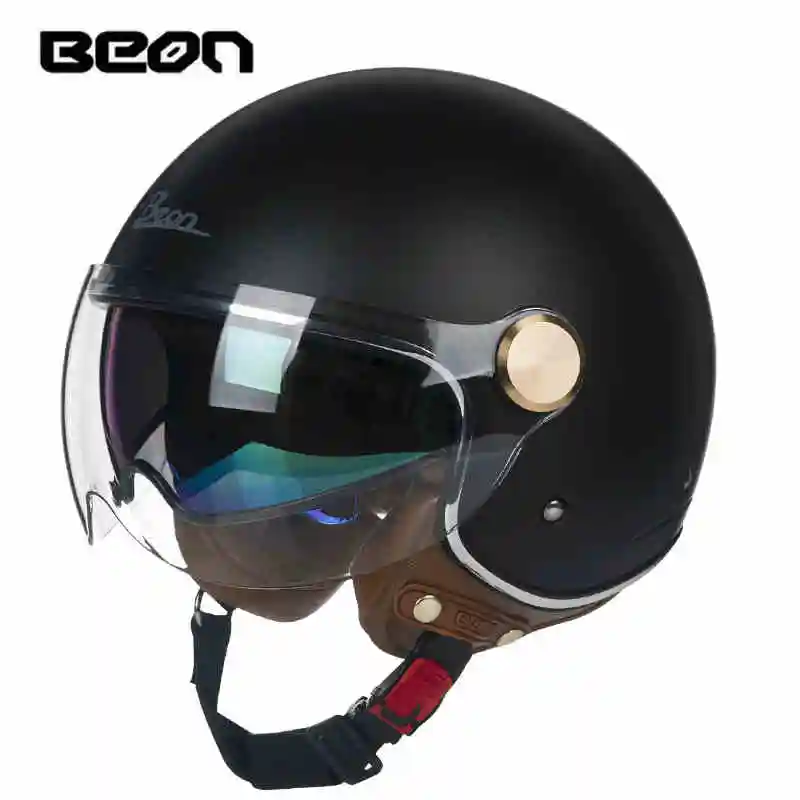 Fashion beon b120 casque de moto à double visière pour hommes et femmes, haute qualité, vintage, classique, visage ouvert, casque de moto