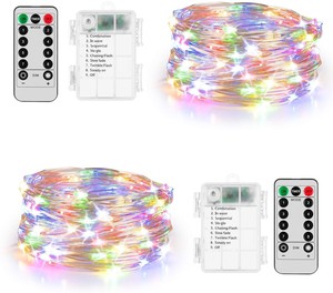 8モード防水電池式銅線LEDクリスマスライトフェアリーストリング屋外ホリデー照明リモコン付き - Product Image 2