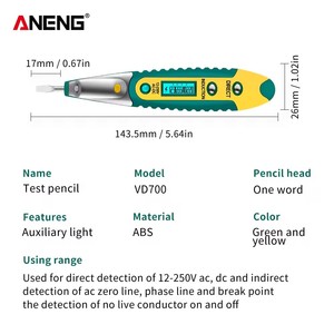 VD700 Voltage Detection Pen AC/DC 12-250V LCD Electrical Tools Screwdriver Digital Tester Pen <strong>Test</strong> Tester - Product Image 6