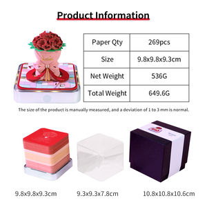 Bloc de notas de ramo de flores rosa hecho a mano modelo de papel Calendario de mesa en caja iluminado Diy calendario 3D Memo bloque de papel Cubo de notas - Product Image 5