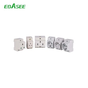 Enchufes e interruptores de la marca EBASEE o OEM, enchufe de carril Din eléctrico 10A 16A 25A, enchufe modular estándar alemán con lámpara