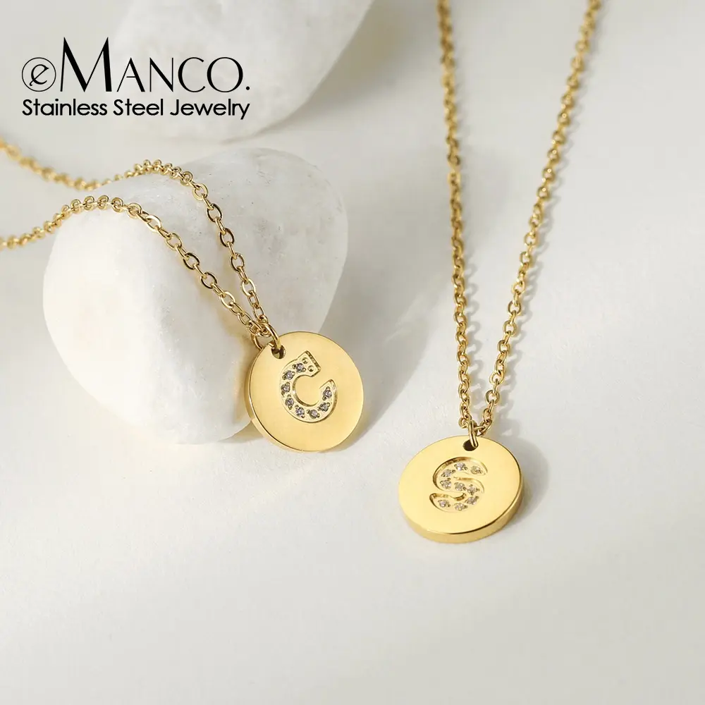 EManco — collier avec pendentifs de 26 initiales pour femmes, bijou couleur or et diamant avec lettres, chaîne personnalisée, bijoux Hip Hop, DIY bricolage, A-Z