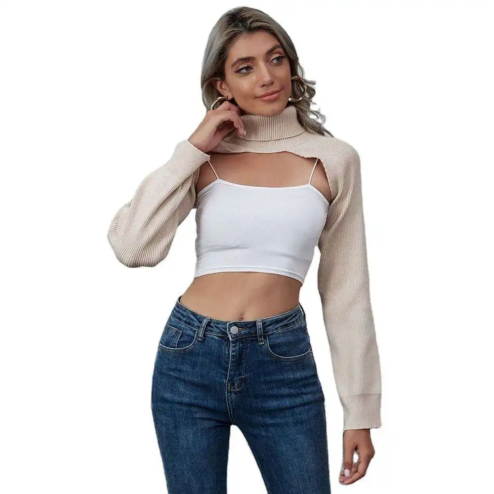 Ustom-suéter de cuello urtleneck para mujer, ropa para chica