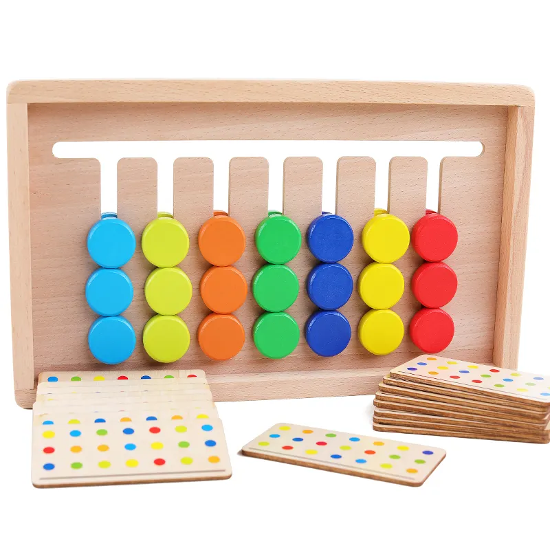 Brinquedos de madeira madeira, brinquedos para treinamento lógico, concentração de pensamento, sete cores