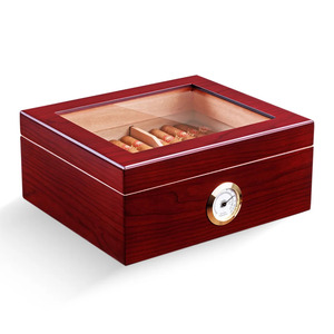 CIGARLOONG บุหรี่ซิการ์วูด Humidor พร้อมไฮโกรมิเตอร์ในตัวและเครื่องทําความชื้นสําหรับซิการ์ 50 บุหรี่เปียโนแล็กเกอร์ซิการ์ Humidors - Product Image 2