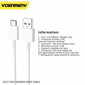 Producción personalizada de fábrica compatible con todos los teléfonos Android carga rápida USB a tipo C Cables DE DATOS USB tipo C - Product Image 5