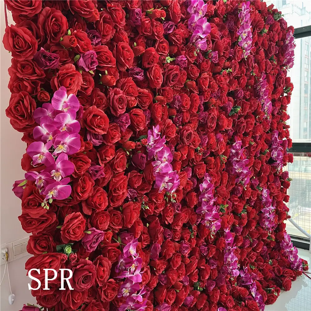 Buquê de noiva SPR tecido de venda quente com flores rosas paredes para decoração de shoppings e hotéis