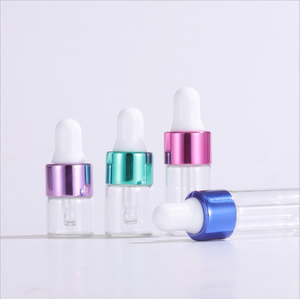1毫升2毫升3毫升迷你玻璃滴管瓶透明琥珀色小玻璃样品瓶，带黑色银盖 - Product Image 4